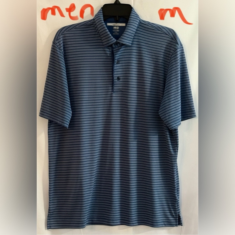 Greg Norman Collection Navy Striped Polo Shirt